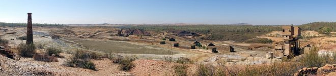 Panoramic view of the abandoned mines in São Domingos