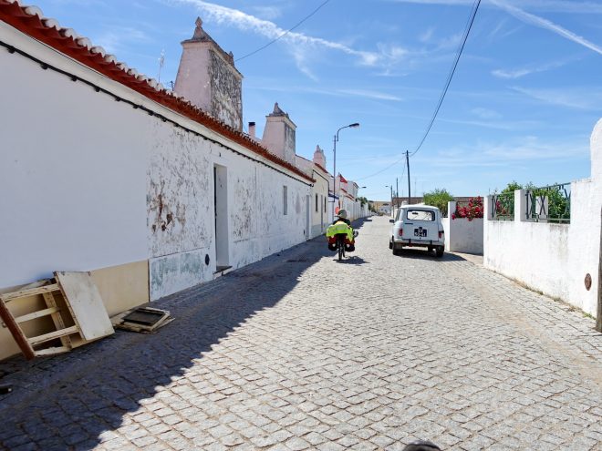Cycling into a Portuguese village