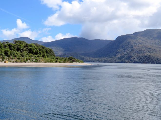 View of the fjords from the ferry from Puerto Aysén to Quellón